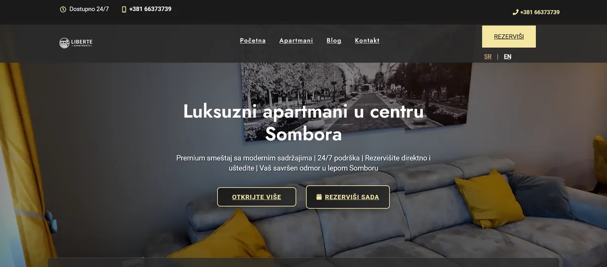 Liberte Apartmani — početna strana